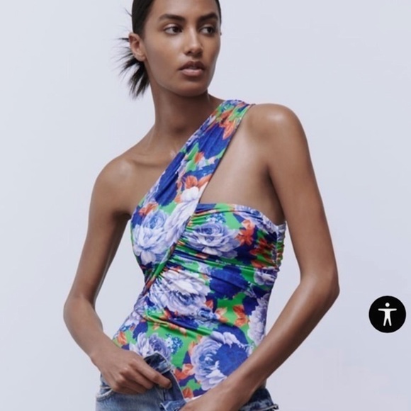 Zara printed asymmetrical bodysuit - Picture 1 of 8